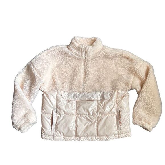 FABLETICS Nelly Mixed Media Half Zip Sherpa cream pullover sweater - Picture 1 of 6